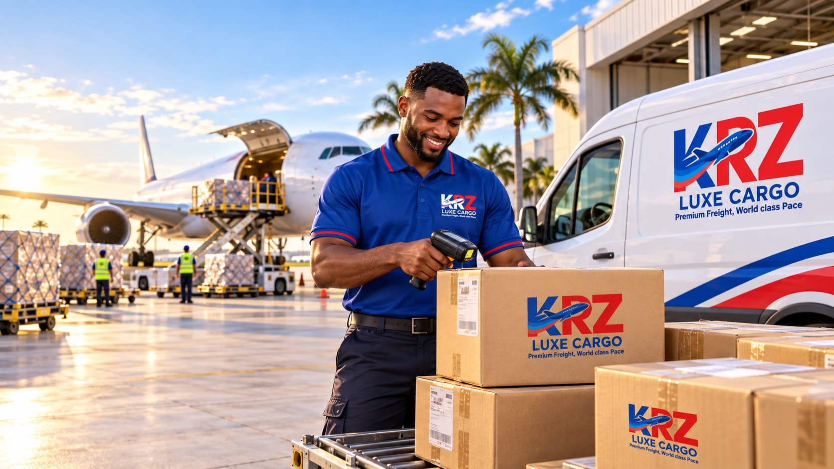 KRZ Luxe Cargo team handling air freight